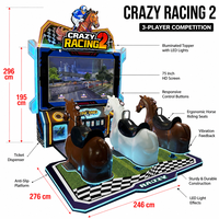 Machine de simulation de course de chevaux pour 3 joueurs, très populaire |   Jeu d'arcade Crazy Racing 2 de 75 pouces à monnayeur, prise universelle