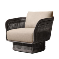 Set Sofa Luar Ruangan Modern Mewah, Tahan Lama, Dapat Dicuci, Rotan PE, Set Furnitur Teras Villa