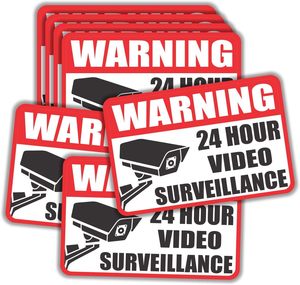 Pegatina de videovigilancia de advertencia roja autoadhesiva, <span class=keywords><strong>24</strong></span> <span class=keywords><strong>horas</strong></span> monitoreadas por <span class=keywords><strong>pegatinas</strong></span> de cámara de seguridad - Product Image 1