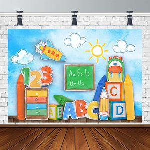 Fondo fotográfico para el regreso a la escuela, alfabeto ABC y números 123 para el aula de los niños, fondo para fotografía, decoración de pancarta para fiestas, personalizable - Product Image 1