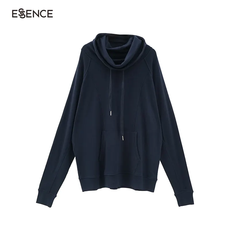 Casual Solid Long Sleeve Custom Terry Men Hoodie Stand Collar Sweatshirt Men