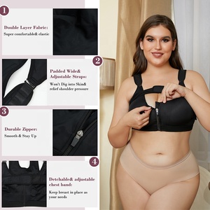 Reggiseni con chiusura frontale con cerniera per donna <span class=keywords><strong>reggiseno</strong></span> senza fili Post chirurgia con <span class=keywords><strong>fascia</strong></span> di supporto per il seno <span class=keywords><strong>reggiseno</strong></span> <span class=keywords><strong>a</strong></span> compressione di grasso - Product Image 2