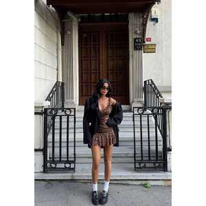 ชุดเดรสสั้นลายเสือดาวสีน้ำตาลแบรนด์ Zadie ผ้าทูลล์สำหรับงานพรอม - Product Image 4