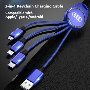 <span class=keywords><strong>C</strong></span>âble de données porte-clés <span class=keywords><strong>3</strong></span>-en-1 compatible avec Type-<span class=keywords><strong>C</strong></span>/Micro <span class=keywords><strong>USB</strong></span>/<span class=keywords><strong>Lightning</strong></span> pour la charge de téléphones mobiles, boîte cadeau avec logo personnalisé - Product Image 2