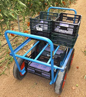 Chariot de récolte agricole à 4 roues en acier thermolaqué pour serres – Vente en gros