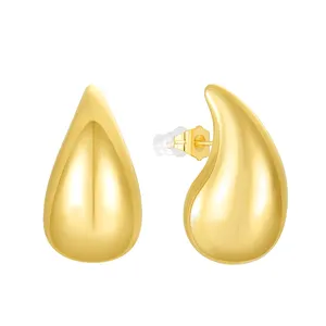 Haute polissage laiton grosse déclaration conception cerceau boucle d'oreille bijoux creux larme goutte boucle d'oreille pour femme