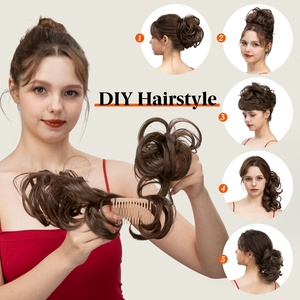 Perruque style européen et américain pour femme, avec anneau à cheveux réglable, peigne d'insertion pour <span class=keywords><strong>chignon</strong></span>, outil <span class=keywords><strong>de</strong></span> <span class=keywords><strong>coiffure</strong></span> rapide et volumineux pour <span class=keywords><strong>queue</strong></span> <span class=keywords><strong>de</strong></span> <span class=keywords><strong>cheval</strong></span> courte et haute - Product Image 4