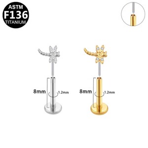 Boucles d'oreilles pendantes libellule plaquées titane, en alliage G23, bijoux de piercing pour oreille, lèvre, cartilage - Product Image 5