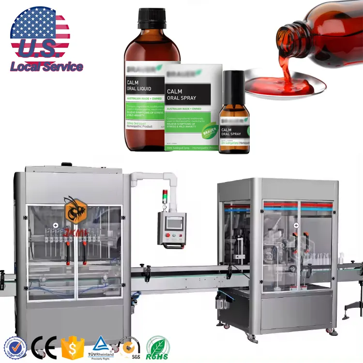 USA Local Service Automatic Syrup Oral Liquid Dosing Filling Sealing Machine Oral Liquid Bottle Filling Packing Machine