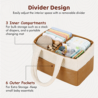 Organisateur de couches pour bébé en tissu Teddy et cuir, design color-block, grande capacité, portable, avec longue poignée souple