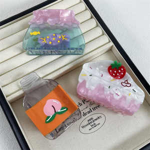 Wow Sheila Support personalizar Nueva horquilla de pastel de crema para Primavera Verano lindo disco tiburón diseño ácido acético dulce garra para el cabello - Product Image 1