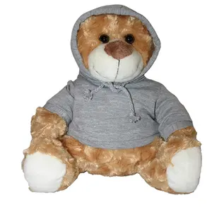 A102 Cute Soft Animal Plush Stuffed Toy Mascot Teddy Bear Grey Hoodie Sweatshirt Bear Plush Mascot Costume