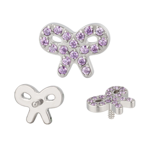 Listo para enviar lindo G23 / F136 titanio CZ Bowknot Labret roscado internamente Top Body Piercing joyería Helix Lip Ring Helix Ear - Product Image 4