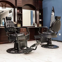 Fauteuil de Barbier Rétro pour Hommes, Chaise de Salon de Coiffure Professionnelle avec Fonction de Levage pour Rasage et Soins du Visage