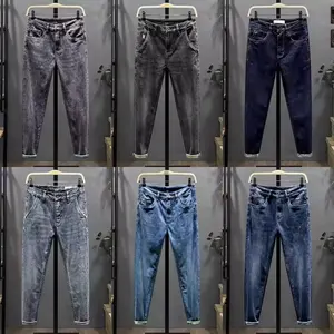 Jeans Fashion untuk pria grosir celana jeans slim fit pria desainer denim melar jeans biru dan hitam pria