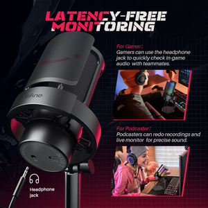 <span class=keywords><strong>Fifine</strong></span> <span class=keywords><strong>ampligame</strong></span> ไมโครโฟนที่บันทึก A8Professional ไมโครโฟนสำหรับสตูดิโอ, ยูเอสบีตัวเก็บประจุสำหรับเดสก์ท็อป - Product Image 5