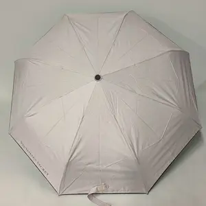 באיכות גבוהה ורוד ידני פתוח שלוש קיפול מטרייה עם שחור ציפוי שמש הגנה