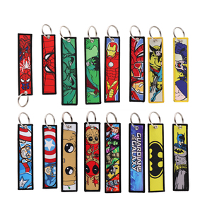 Accessoires belle bande dessinée Marvel tissé lanières Double face brodé Spider Man <span class=keywords><strong>Groot</strong></span> <span class=keywords><strong>porte</strong></span>-clés <span class=keywords><strong>clé</strong></span> de voiture pendentif <span class=keywords><strong>porte</strong></span>-clés - Product Image 1