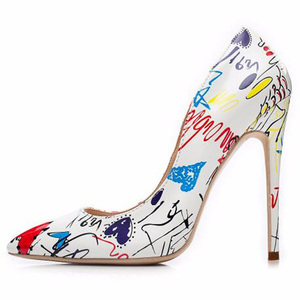 <strong>Women</strong> Wedding Graffiti High Heel <strong>Patent</strong> Leather Pointy Toe Printed <strong>Black</strong> <strong>Womens</strong> 12cm Dress Pumps <strong>Shoes</strong> - Product Image 1