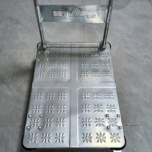 Heavy Duty Steel Trolley Goods Moving Warehouse Hand Push <strong>Flat</strong> Trolley <strong>Cart</strong> With Weight Capacity 800kg 90*60CM - Product Image 5