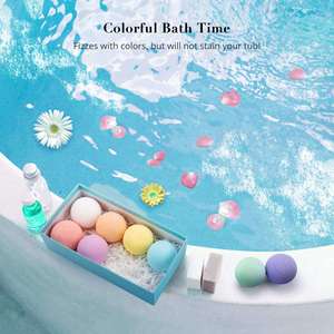 Bombes de bain colorées et amusantes pour enfants, lavables, bio, véganes, au sel de soda, avec boîte cadeau, durée de conservation de 3 ans, pour bain moussant - Product Image 3