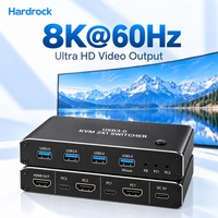 Hardrock HDMI 2.1 KVM Switch 2x1 8K 60Hz USB 3.0 dengan Empat Port USB dan Kontrol Tombol Tekan untuk Dua Meja Komputer