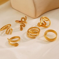 Anillos de Serpiente de Acero Inoxidable Chapados en Oro Estilo Punk, Góticos, Vintage, con Forma de Animal, Ajustables, Apilables, Joyería