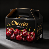 Boîte d'emballage de luxe pour cerises du Chili avec poignée, boîte cadeau en carton ondulé imperméable pour fruits, vente en gros