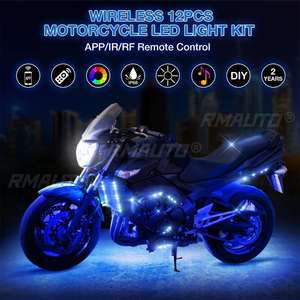 Feux de freinage intelligents LED RGB 12V avec application, lumière d'ambiance pour voiture et moto, télécommande sans fil, bande lumineuse décorative pour moto - Product Image 1