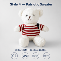 Boneka Beruang Teddy Putih Lembut Berbulu Halus dengan Sweater dan Dasi Kupu-kupu, Isi Kapas PP Super Lembut, Mainan Penghilang Stres untuk Hadiah Ulang Tahun dan Valentine