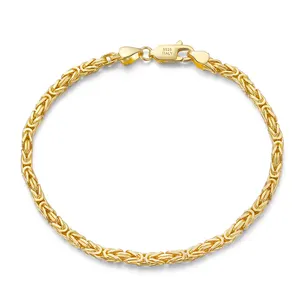 RINNTIN-pulsera de cadena de eslabones de Plata de Ley 925, hecha a mano, italiana, oro de 18K, 2,5mm, para hombres y mujeres, SB122