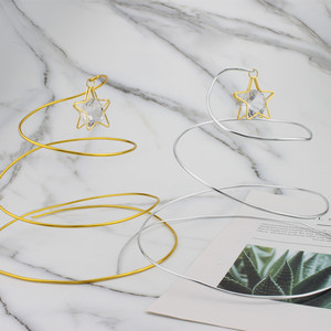 Gold Spiral Christmas <b>Tree</b> <b>Stand</b> With Crystal Star Pendant Metal Decor For Holiday Display - Product Image 4