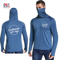 Chemises en jersey de pêche avec protection UPF 50 + Uv pour hommes, chemises de pêche à capuche à manches longues à séchage rapide avec cache-cou