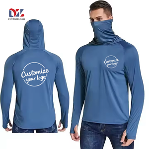 Camisetas de pesca con protección UPF 50 + Uv para hombre con logotipo personalizado, camisas de pesca con capucha de manga larga de secado rápido con polaina para el cuello - Product Image 1