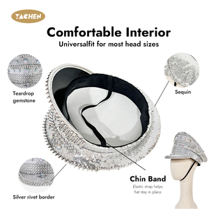 <span class=keywords><strong>Cappello</strong></span> da sposa YACHEN con glitter, decorazioni interamente in paillettes, <span class=keywords><strong>cappello</strong></span> da <span class=keywords><strong>capitano</strong></span> scintillante per donna, <span class=keywords><strong>cappello</strong></span> da discoteca, <span class=keywords><strong>cappello</strong></span> da addio al nubilato, cappelli da <span class=keywords><strong>capitano</strong></span> per rave. - Product Image 3