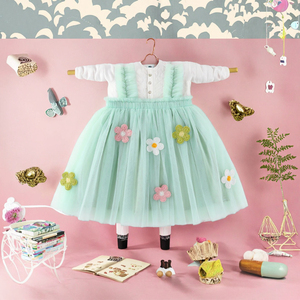 Vestido de Verano para Bebé Niña, Diseño Elegante con Bordado Floral, Cuello Redondo, Sin Mangas, Tirantes, Estilo Tafetán, Largo hasta la Rodilla - Product Image 2