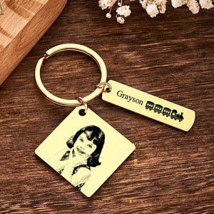 <span class=keywords><strong>Llavero</strong></span> con grabado de retrato fotográfico de acero inoxidable <span class=keywords><strong>personalizado</strong></span> DIY, superventas, tira cuadrada, logotipo transfronterizo, <span class=keywords><strong>foto</strong></span> Digital - Product Image 4