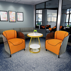 Sofá de Reuniones Casual de Estilo Europeo Moderno, Reclinable, con Armazón de Madera y Tapicería de Cuero, para Cafeterías, Librerías, Áreas de Recepción y Oficinas en Casa - Product Image 4