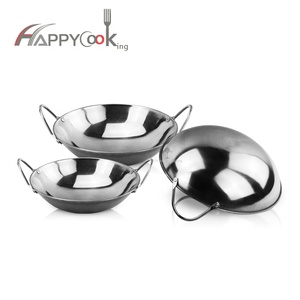 Wok indio de acero inoxidable de diseño moderno que sirve Wok <span class=keywords><strong>Sukiyaki</strong></span> Pot Kadhai Metal ecológico de fábrica china - Product Image 5