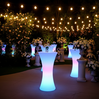 Table de cocktail ovale moderne pliable, étanche IP65, mobilier de bar LED haut de gamme, pour événements en plein air, fêtes, jardin