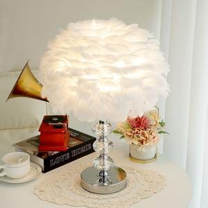 Lámpara de Mesa de Cristal con Plumas de Estilo Nórdico, 3 Colores, Moderna, Minimalista, Luz Nocturna para Niñas, Decoración de Fondo Femenina - Product Image 3