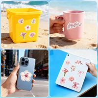 50 autocollants graffiti fleurs roses, autocollants décoratifs imperméables pour gobelets, autocollants créatifs fleurs de dessin animé