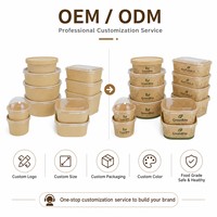 Bol en papier kraft avec couvercle, qualité alimentaire, couvercle transparent anti-fuite, plusieurs tailles pour salades, soupes, restaurants, à emporter