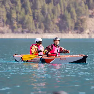 K410 de 14 pies para 2 personas, kayak de pesca con dos asientos y paletas, kayak de punto de caída, kayak inflable de PVC