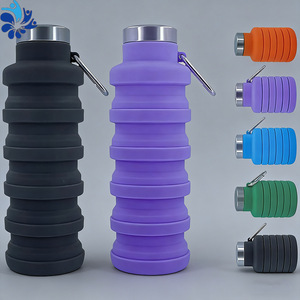 Bouteille d'eau pliable en silicone 500 ml, légère, portable, pour le cyclisme en plein air, voyage, tasse à boire multicolores - Product Image 4