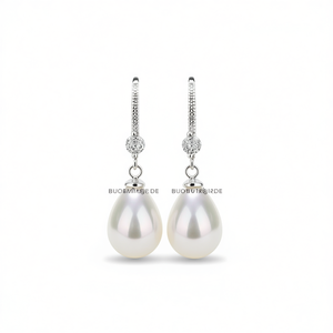 Pendientes de Perlas Akoya en Forma de Lágrima Buobuiriade, Plata 925 con Baño de Rodio, Perlas Cultivadas AAA, Joyería de Boda para Mujer - Product Image 1