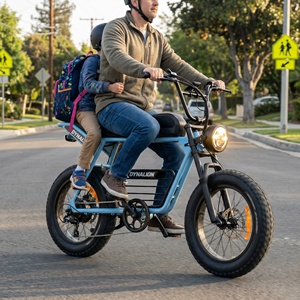 Vélo électrique familial pratique avec banquette longue et phare LED, idéal pour les trajets scolaires et les balades matinales en banlieue - Product Image 4