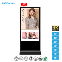 HDFocus - Pantalla Táctil Digital de Señalización Publicitaria de 43, 49, 55 y 65 Pulgadas, 4K UHD, con Soporte de Pie, Android, WiFi, Cloud CMS