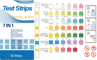 Bandelettes de test de piscine personnalisées 7 en 1, prise en charge OEM/ODM, testeur de pH, chlore, brome, dureté, alcalinité