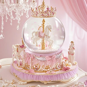Boule de cristal de boîte à musique carrousel rotatif de 100mm avec chute de neige et mélodie automatique, cadeau de rêve pour les anniversaires/le nouvel an - Product Image 5